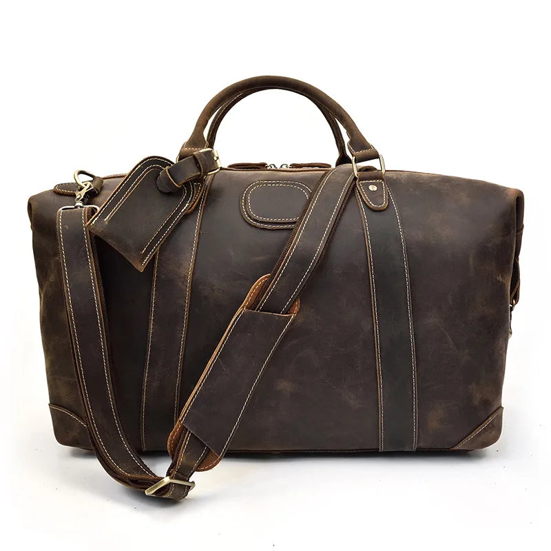 Sac cuir voyage ébène texturé – Image 12