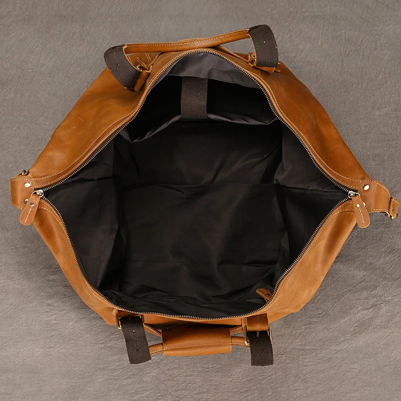 Sac cuir voyage ébène texturé – Image 5