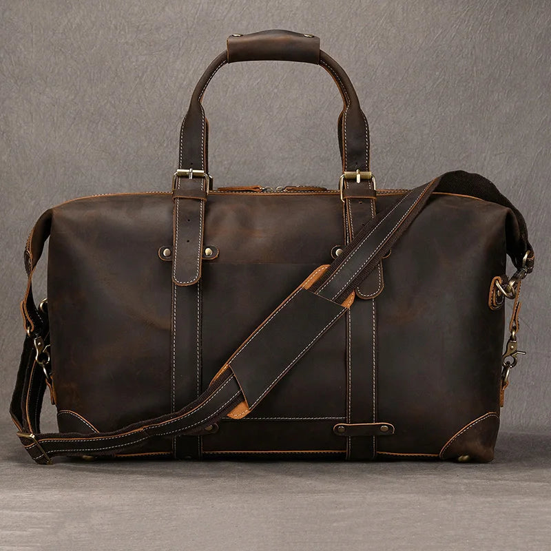 Sac cuir voyage ébène texturé – Image 21