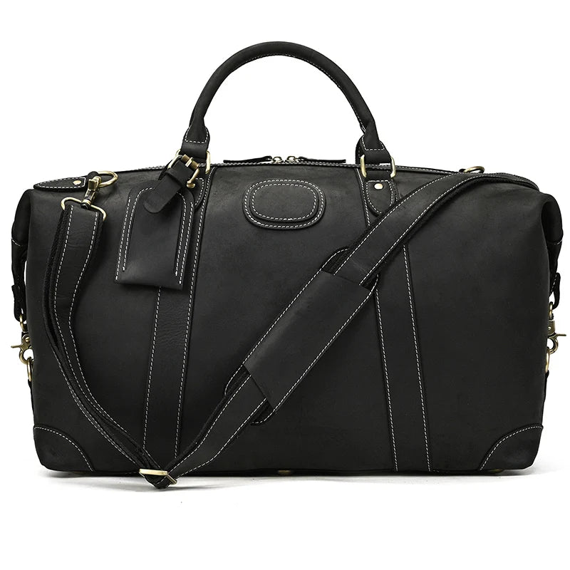 Sac cuir voyage ébène texturé – Image 13
