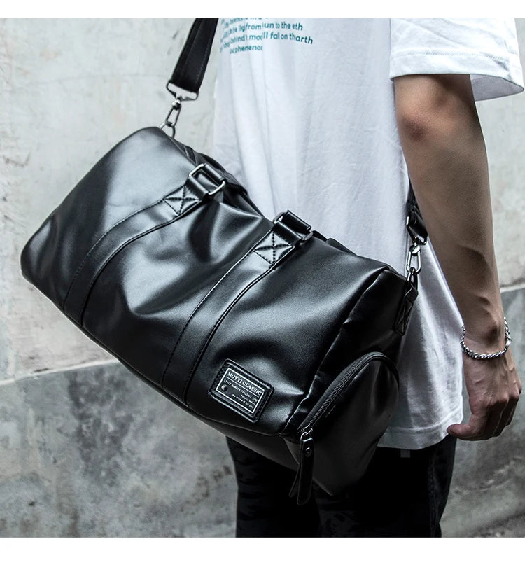 Sac cuir voyage cognac patiné – Image 2