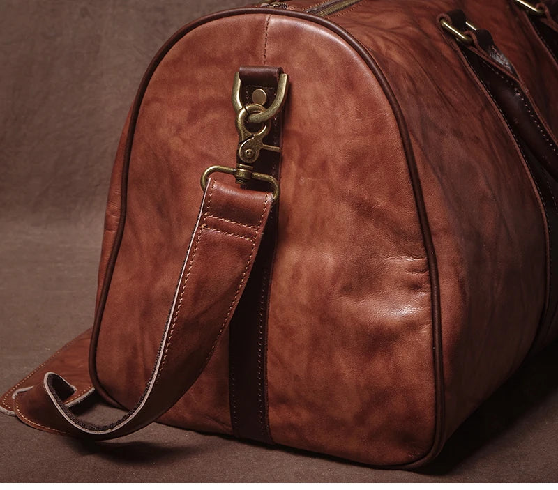 Sac de voyage bandoulière cognac brûlé – Image 13
