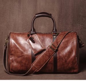 Sac de voyage bandoulière cognac brûlé