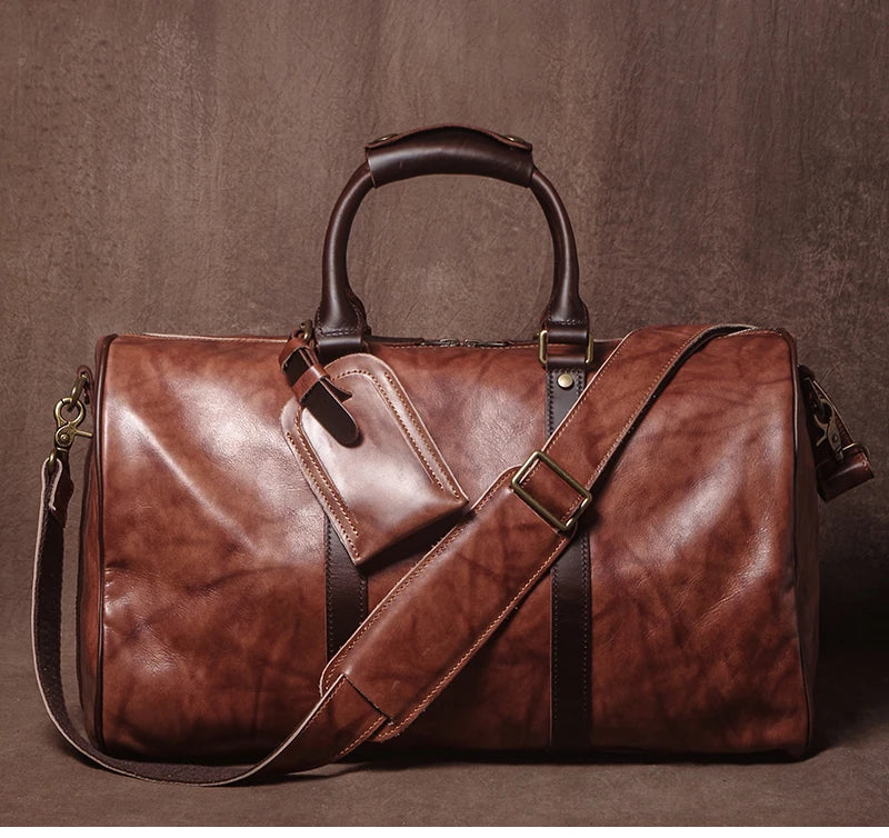 Sac de voyage bandoulière cognac brûlé
