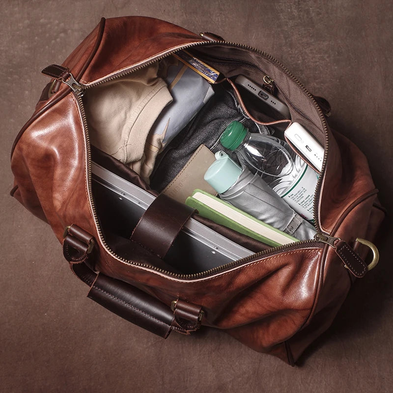 Sac de voyage bandoulière cognac brûlé – Image 6