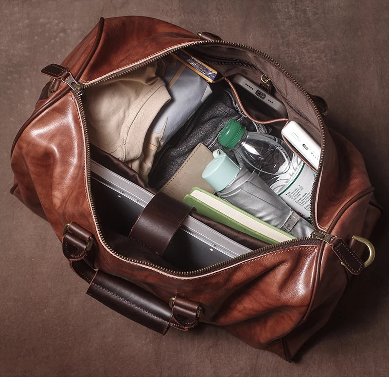 Sac de voyage bandoulière cognac brûlé – Image 15