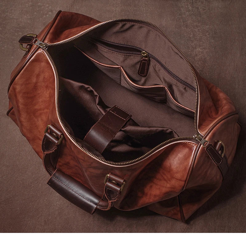 Sac de voyage bandoulière cognac brûlé – Image 14