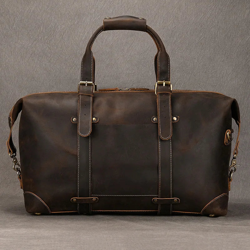 Sac cuir voyage ébène texturé – Image 16