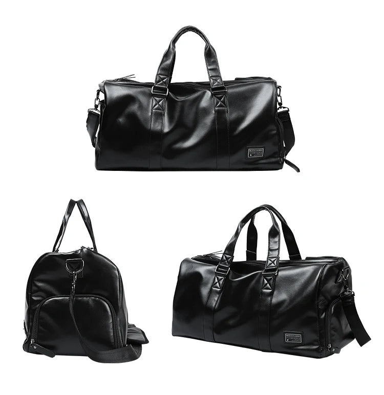 Sac cuir voyage cognac patiné – Image 12