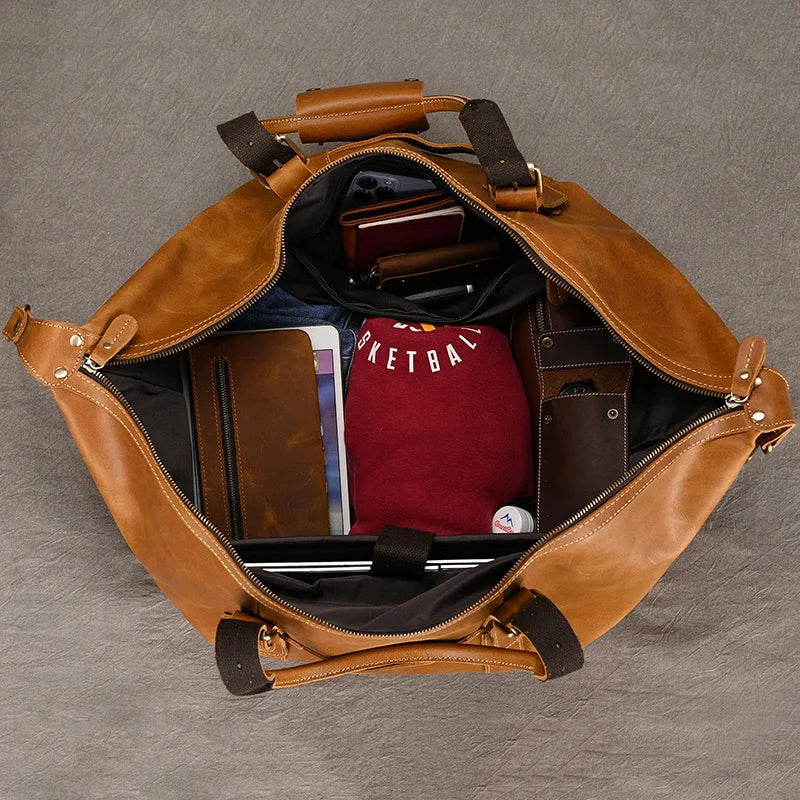 Sac cuir voyage ébène texturé – Image 6