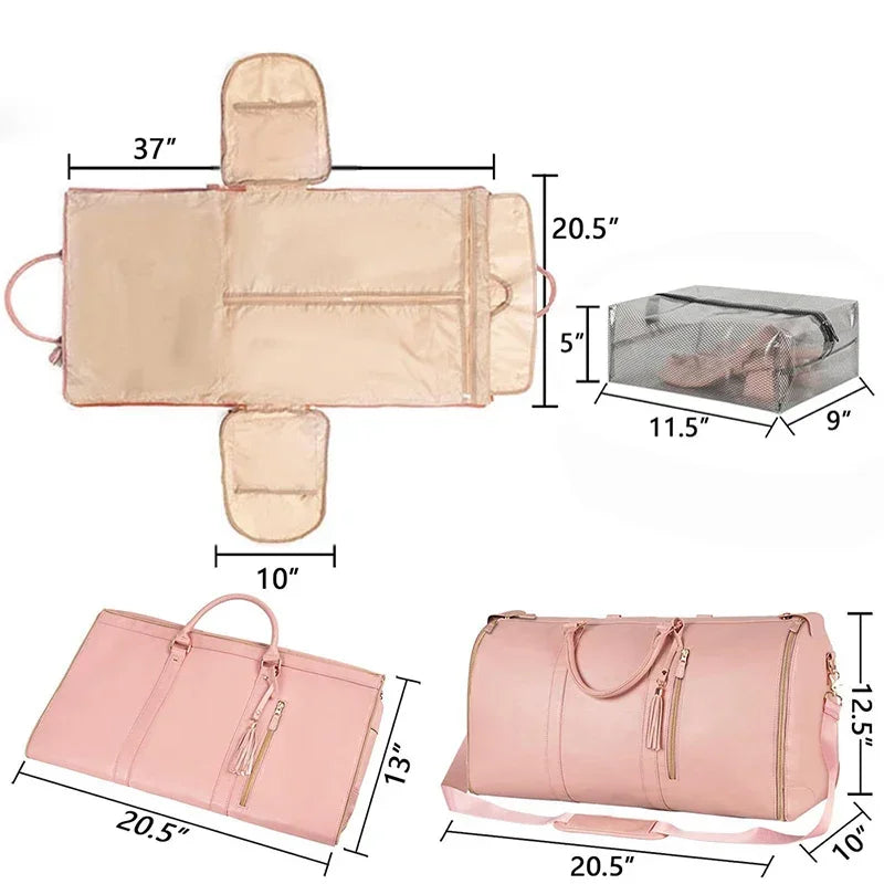 Sac cuir voyage pliable havane profond – Image 8