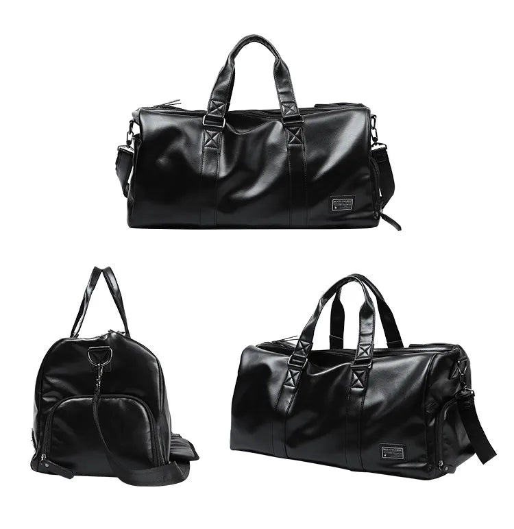 Sac cuir voyage cognac patiné – Image 6
