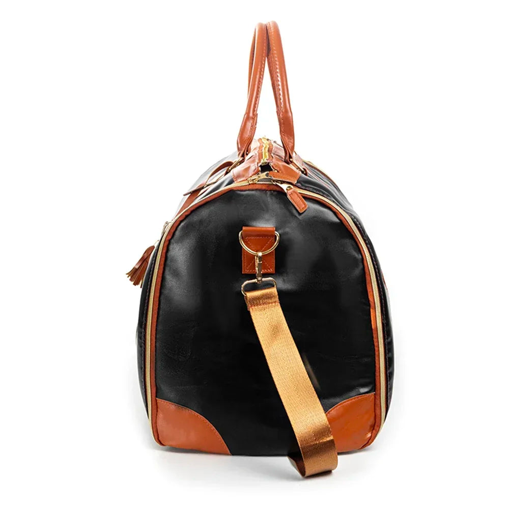 Sac cuir voyage pliable havane profond – Image 5