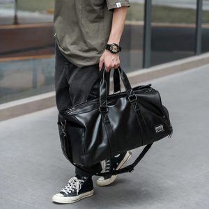 Sac cuir voyage cognac patiné