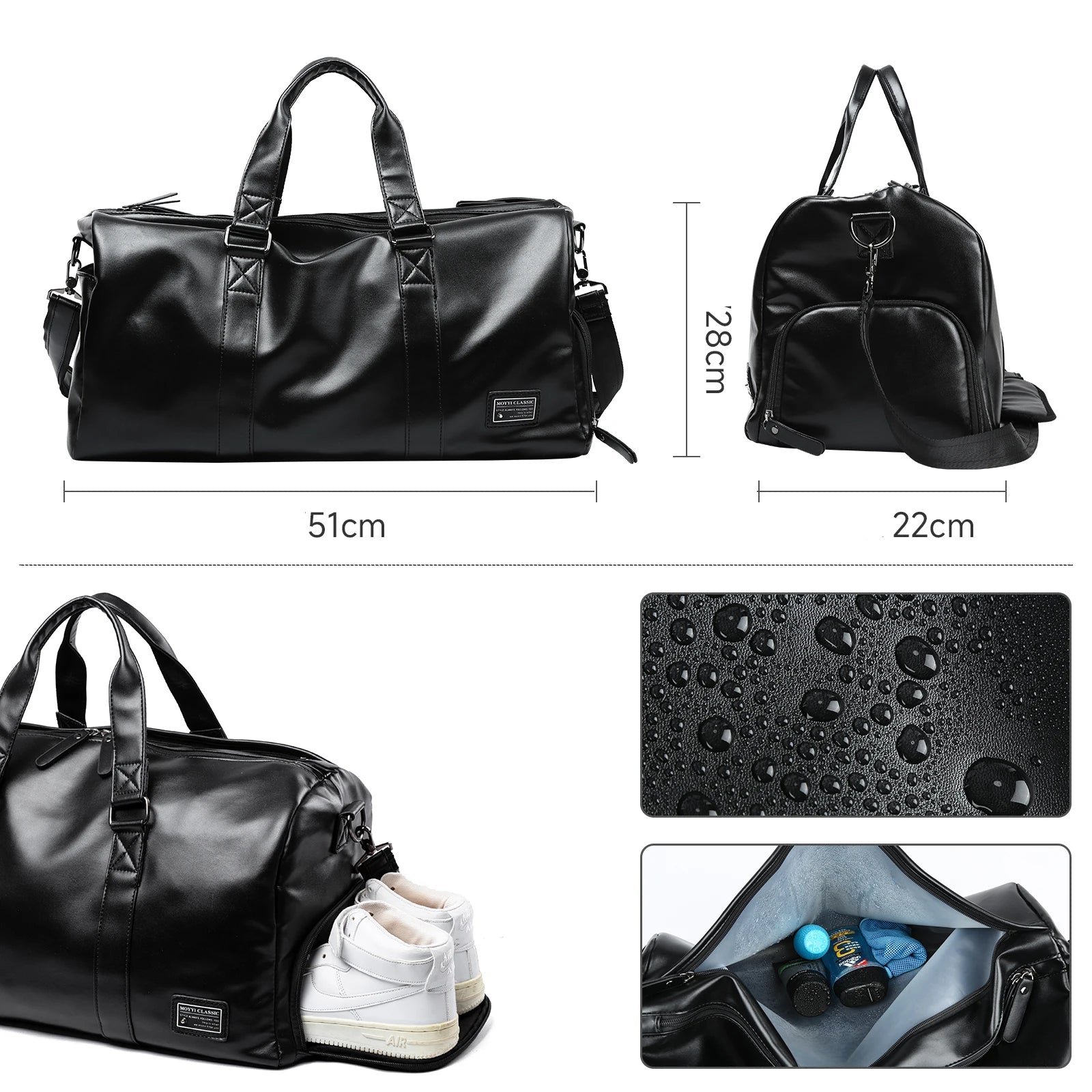 Sac cuir voyage cognac patiné – Image 14