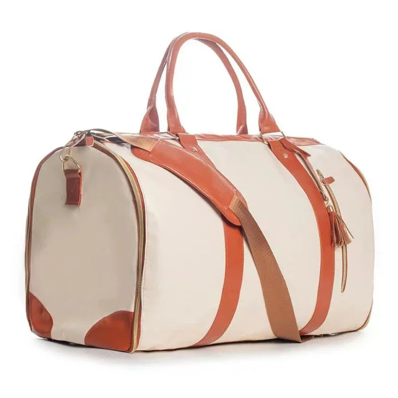 Sac cuir voyage pliable havane profond – Image 6