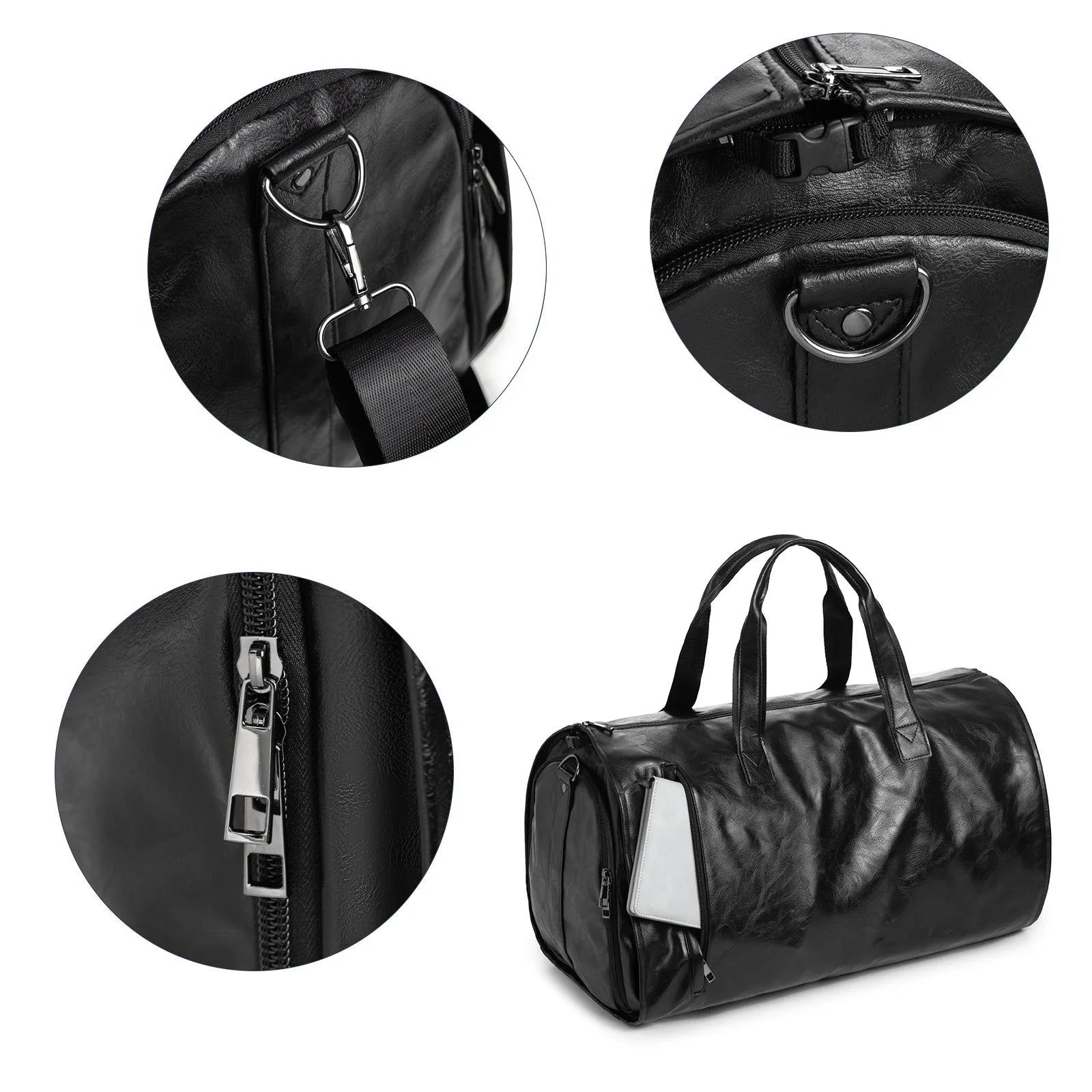 Sac cuir voyage pleine fleur raffiné – Image 3
