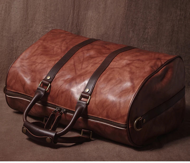 Sac de voyage bandoulière cognac brûlé – Image 9