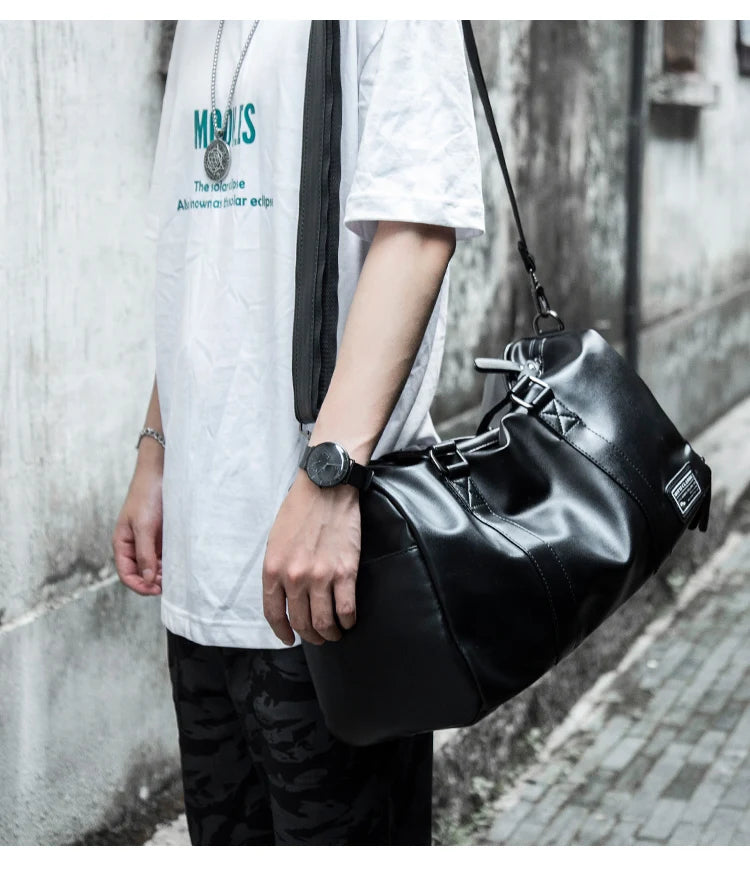Sac cuir voyage cognac patiné – Image 3