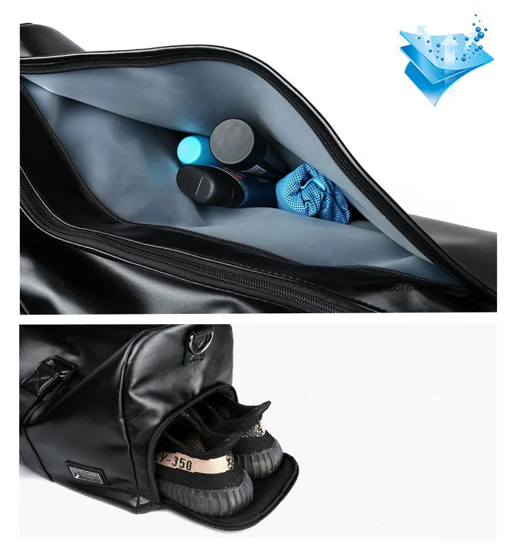Sac cuir voyage cognac patiné – Image 9
