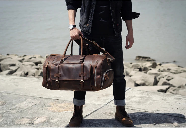 Sac de voyage homme cuir élégant minimal – Image 8