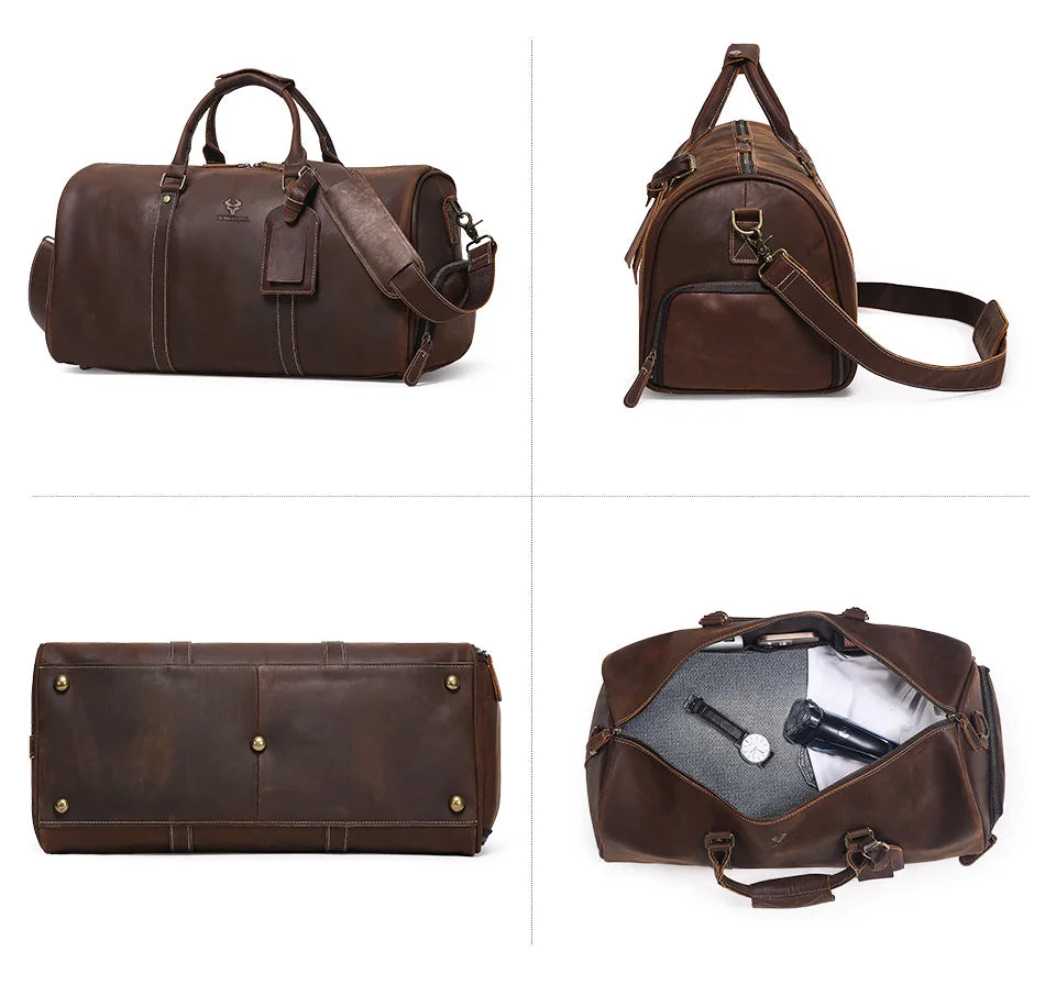 Sac de voyage cuir vintage intemporel – Image 6
