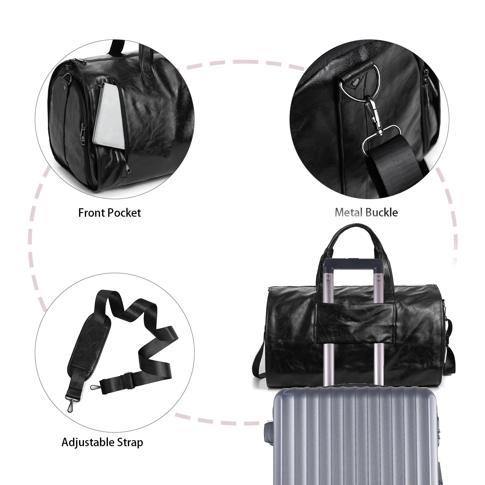 Sac cuir voyage pleine fleur raffiné – Image 4