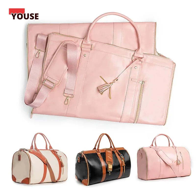 Sac cuir voyage pliable havane profond
