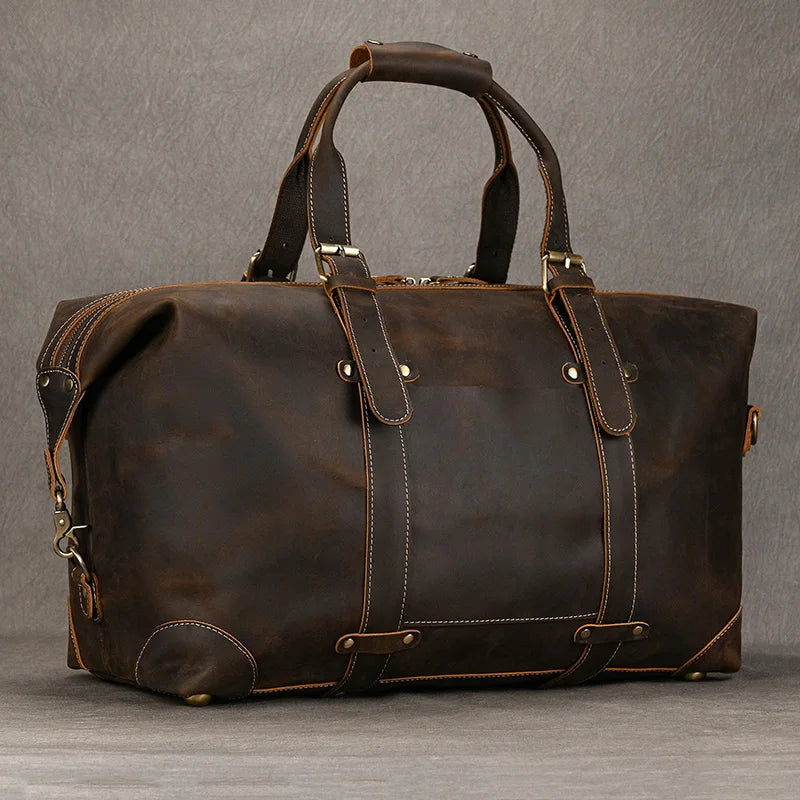 Sac cuir voyage ébène texturé – Image 17