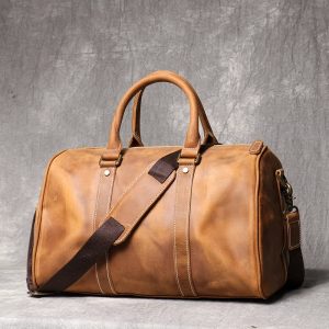 Sac cuir voyage brun fumé