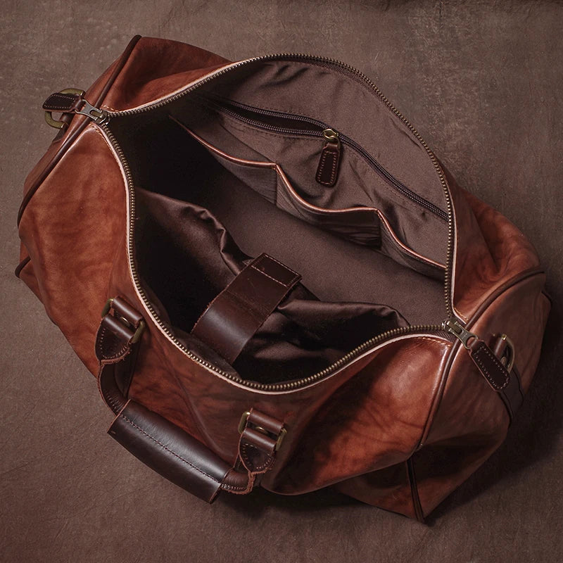 Sac de voyage bandoulière cognac brûlé – Image 5