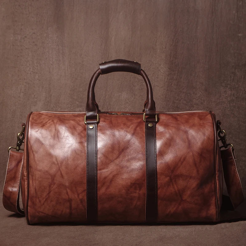 Sac de voyage bandoulière cognac brûlé – Image 2