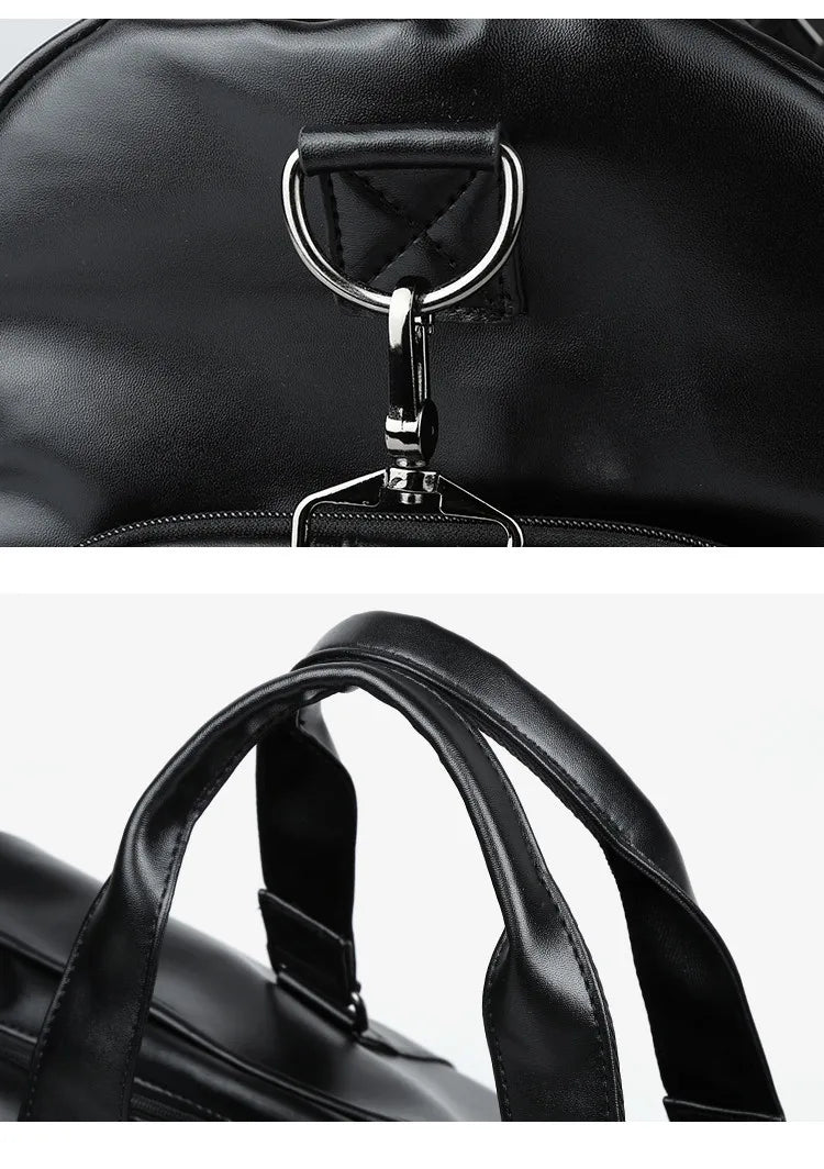 Sac cuir voyage cognac patiné – Image 10