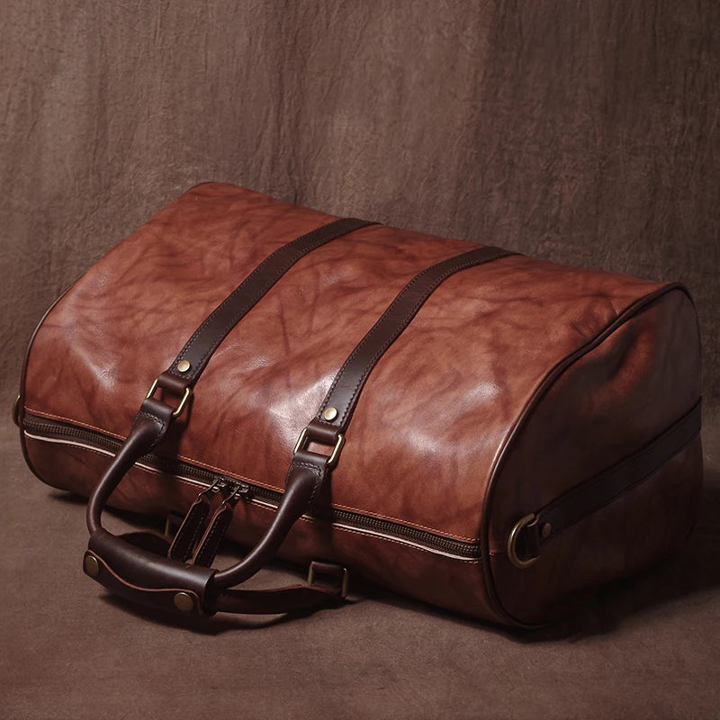 Sac de voyage bandoulière cognac brûlé – Image 3