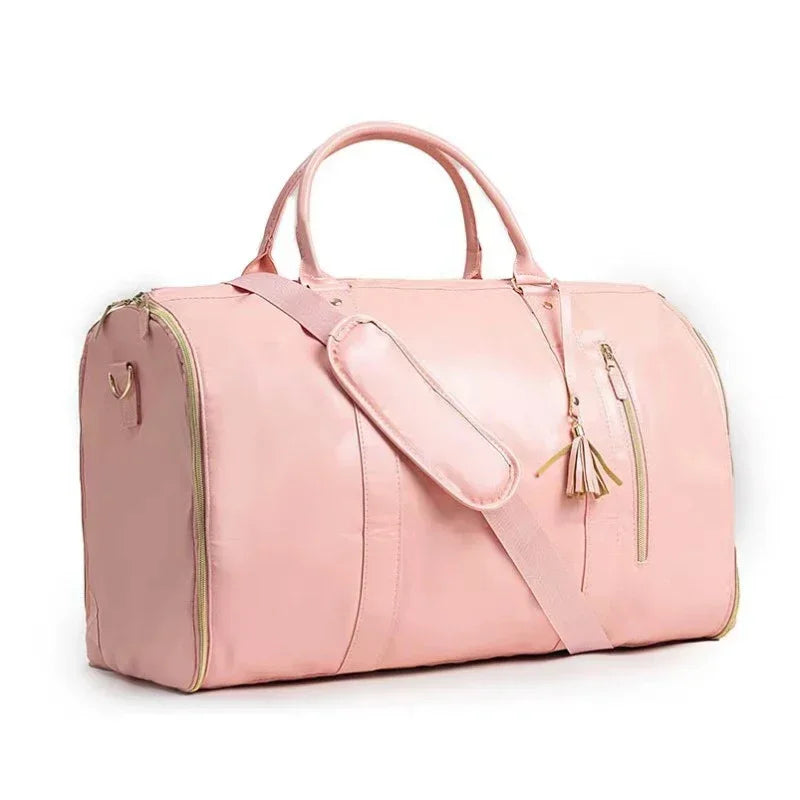Sac cuir voyage pliable havane profond – Image 7