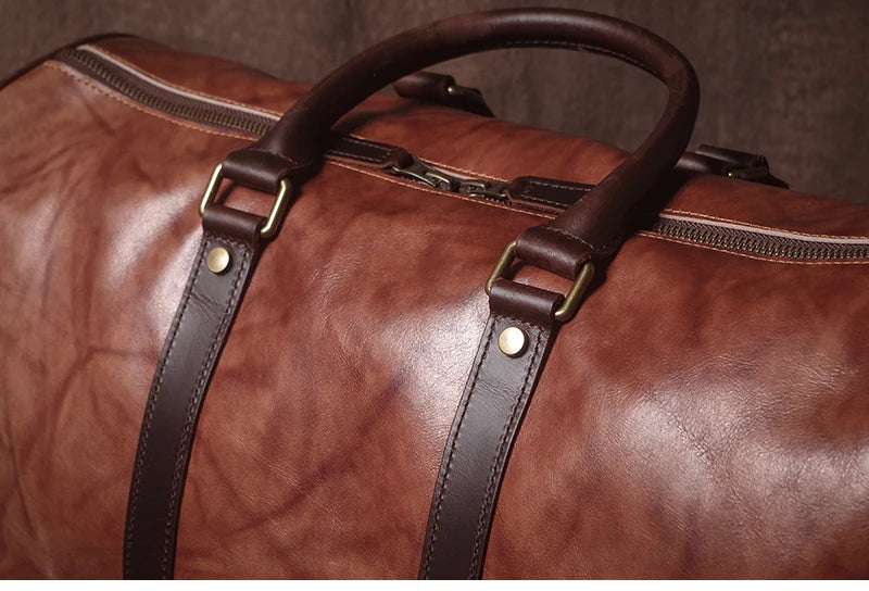 Sac de voyage bandoulière cognac brûlé – Image 12